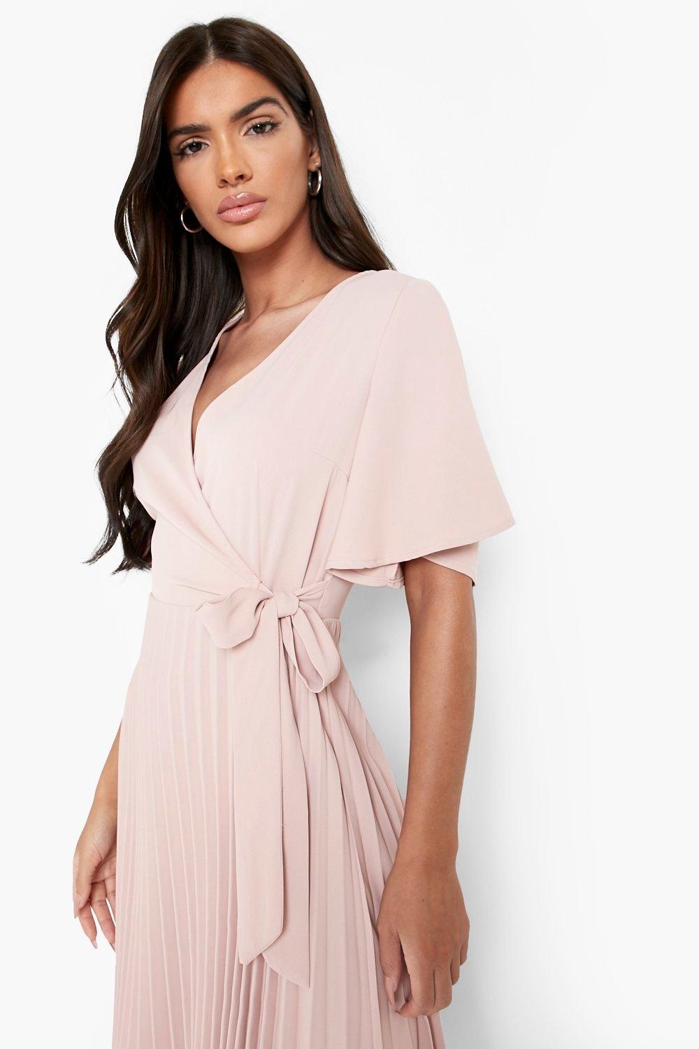 Boohoo pleated midi dress hotsell